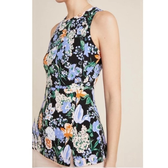 Anthropologie Maeve Brenner Floral Peplum Top Small - Picture 1 of 10